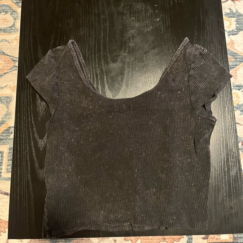 Charcoal Ribbed Crop Top